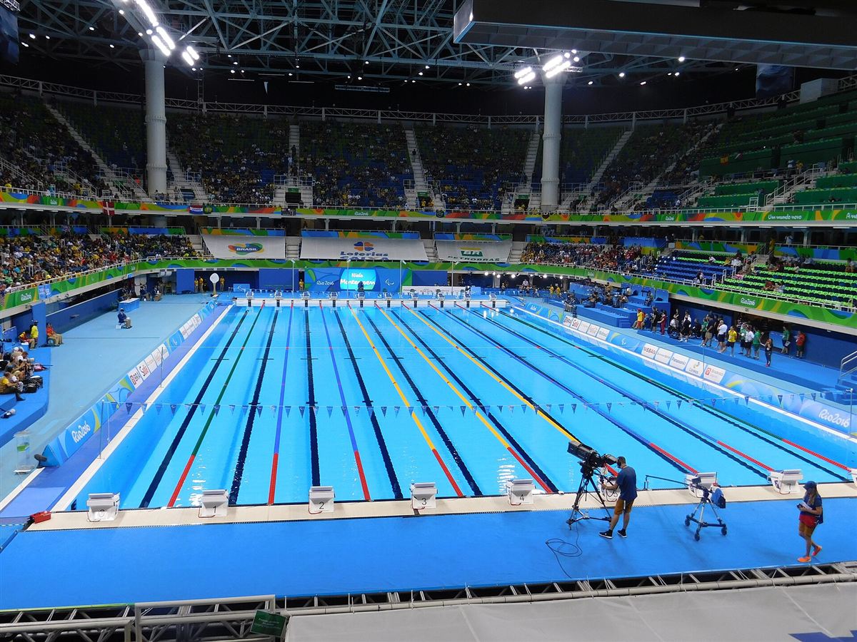 Piscina olímpica do Rio de Janeiro vista da arquibancada